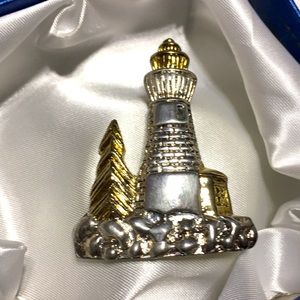 Mixed metal Light House detailed pin or pendant Vintage pristine seaside pin